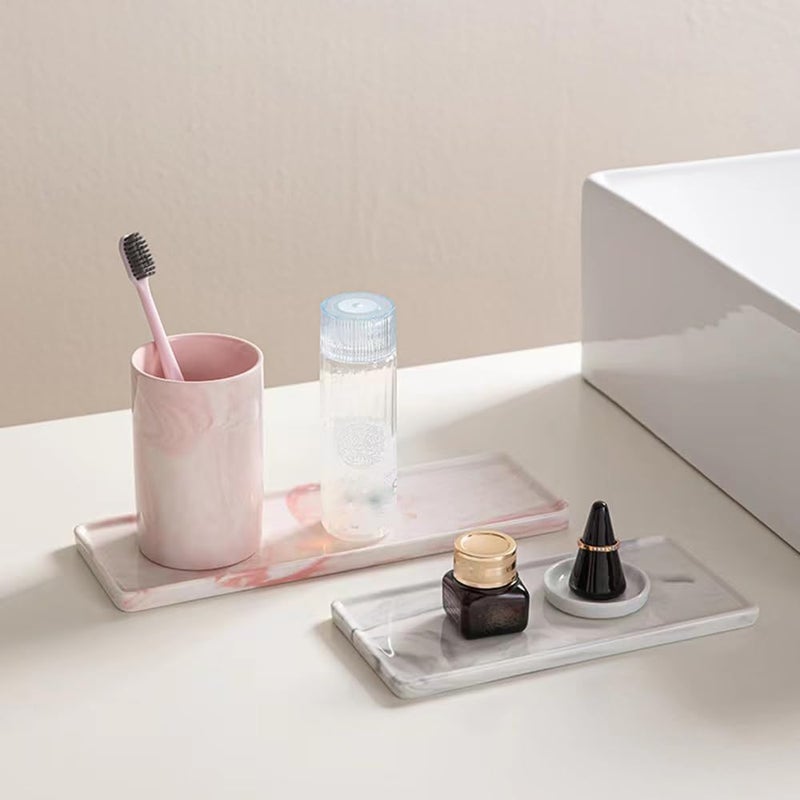 RabyLeo Marble ceramic mug, creative toothbrush holder, simple drinking cup. (Pink) - Image 4